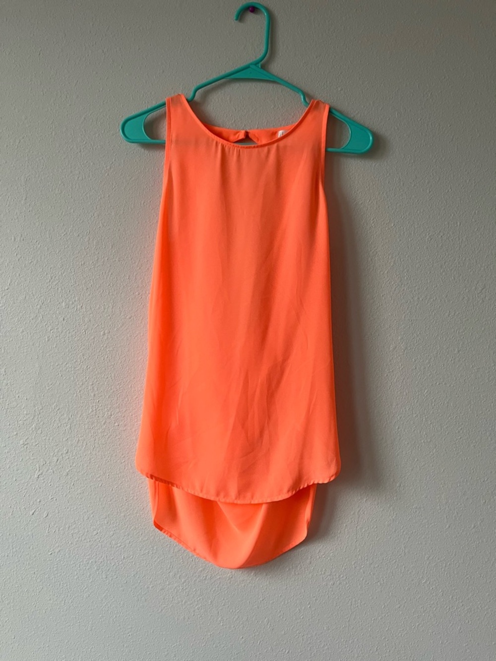 Women’s Neon Orange High-Low Tank Top Size Small
